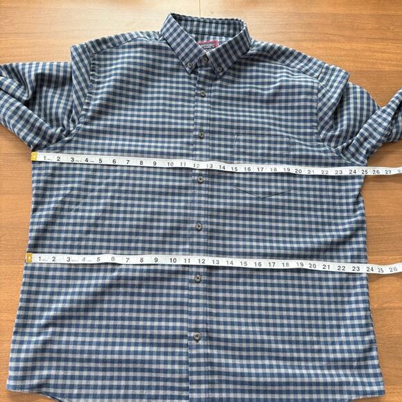 UNTUCKit Mens Wrinkle-Free Performance Flannel Bergstrom Shirt Blue Grey Gingham - Picture 10 of 11